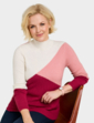 Colour Block Turtle Neck Jumper - Wine