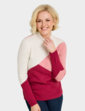 Colour Block Turtle Neck Jumper - Wine