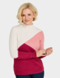 Colour Block Turtle Neck Jumper - Wine