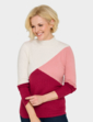 Colour Block Turtle Neck Jumper - Wine