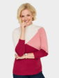 Colour Block Turtle Neck Jumper - Wine