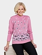 Floral Jacquard Jumper - Dusky Pink