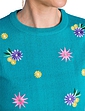 Embroidered Floral Short Sleeve Jumper - Jade
