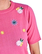 Embroidered Floral Short Sleeve Jumper - Rose