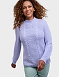 Pearl and Cable Turtleneck Jumper - Lavender