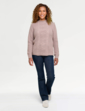 Pearl and Cable Turtleneck Jumper - Mocha