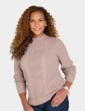 Pearl and Cable Turtleneck Jumper - Mocha