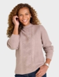 Pearl and Cable Turtleneck Jumper - Mocha