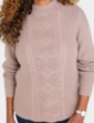 Pearl and Cable Turtleneck Jumper - Mocha