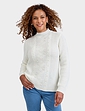 Pearl and Cable Turtleneck Jumper - White