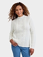 Pearl and Cable Turtleneck Jumper - White