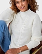 Pearl and Cable Turtleneck Jumper - White