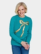 Bow Sequin Jumper - Ocean