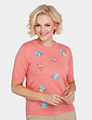 Short Sleeve Embroidered Jumper - Coral