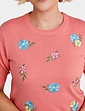 Short Sleeve Embroidered Jumper - Coral