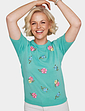 Short Sleeve Embroidered Jumper - Turquoise