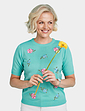 Short Sleeve Embroidered Jumper - Turquoise