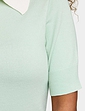 Contrast Collar Polo Neck Jumper - Soft Green