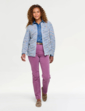 Zip Front Textured Fleck Cardigan - Blue