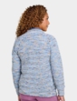Zip Front Textured Fleck Cardigan - Blue
