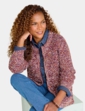 Zip Front Textured Fleck Cardigan - Dusky Pink