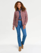 Zip Front Textured Fleck Cardigan - Dusky Pink
