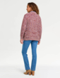 Zip Front Textured Fleck Cardigan - Dusky Pink