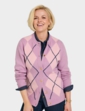 Argyle Gold Button Cardigan - Mauve