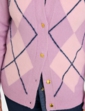 Argyle Gold Button Cardigan - Mauve