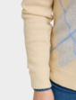 Argyle Gold Button Cardigan - Natural