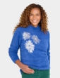 Sequin Flower Burst Jumper - Denim