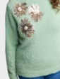 Sequin Flower Burst Jumper - Soft Green