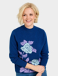 Floral Intarsia Jumper - Navy