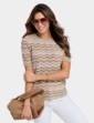 Short Sleeve Wave Design Jumper - Beige