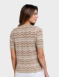 Short Sleeve Wave Design Jumper - Beige
