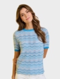 Short Sleeve Wave Design Jumper - Blue