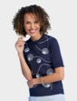 Cornelli Shell Embroidered Short Sleeve Jumper - Navy