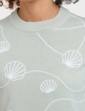 Cornelli Shell Embroidered Short Sleeve Jumper - Soft Green