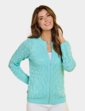 Cotton Like Cable Zip Cardigan - Aqua