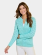 Cotton Like Cable Zip Cardigan - Aqua