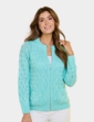 Cotton Like Cable Zip Cardigan - Aqua