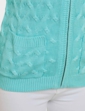 Cotton Like Cable Zip Cardigan - Aqua