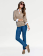 Cotton Like Cable Zip Cardigan - Natural
