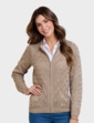 Cotton Like Cable Zip Cardigan - Natural