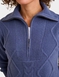 Quarter Zip Neck Cable Jumper - Denim