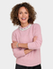 Feather Yarn Jumper with Decorative Neck Trim - Dusky Pink