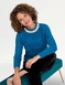 Feather Yarn Jumper with Decorative Neck Trim - Teal