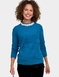 Feather Yarn Jumper with Decorative Neck Trim - Teal