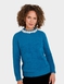 Feather Yarn Jumper with Decorative Neck Trim - Teal
