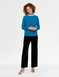 Feather Yarn Jumper with Decorative Neck Trim - Teal